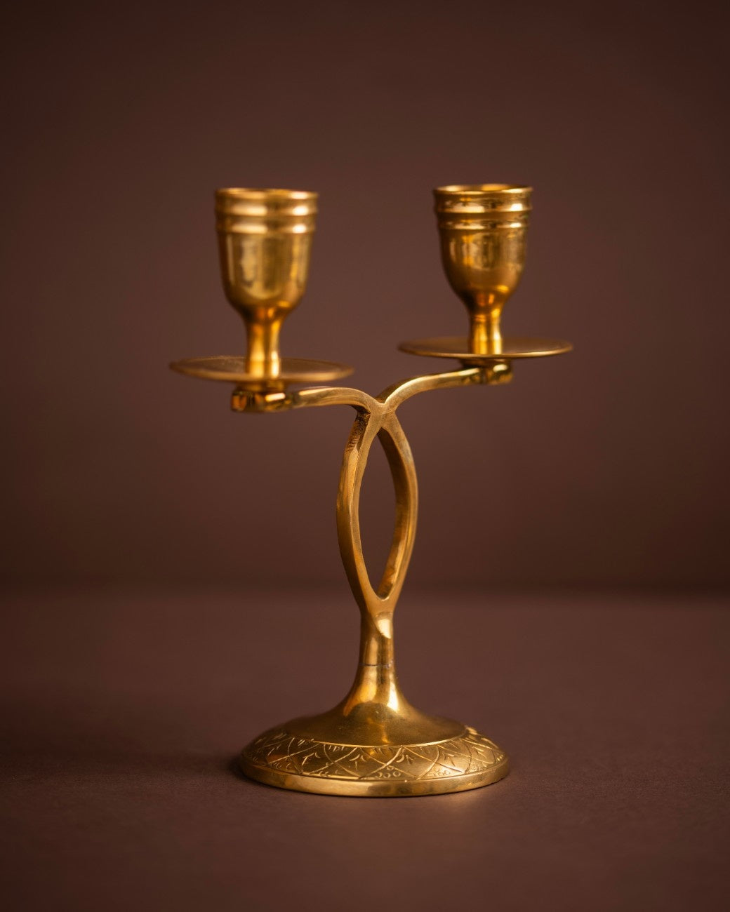 Crossed Brass Candelabra