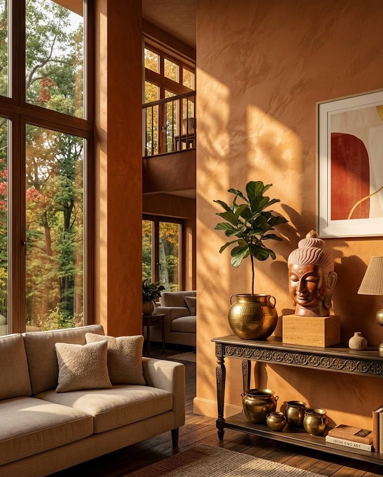 Buddha Head Statue in Red Stone