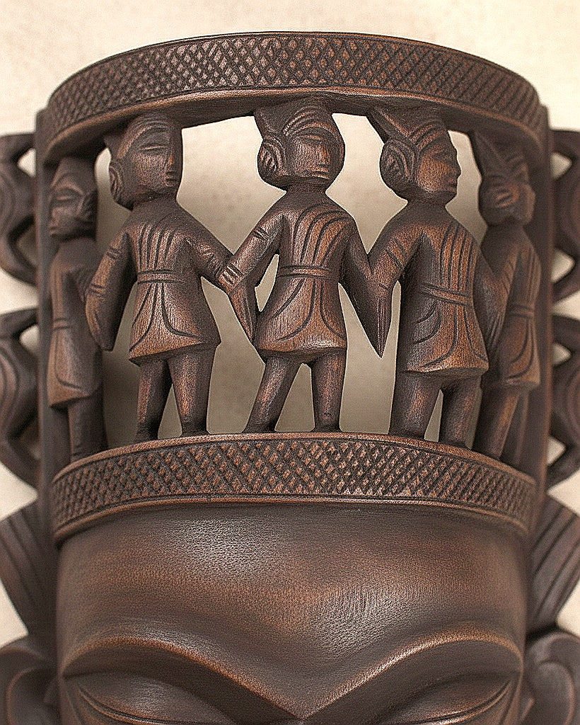 Kushmandi Wooden Gomira Tribal Face Mask – Handcrafted Ritual Wall Art (12 Inches)