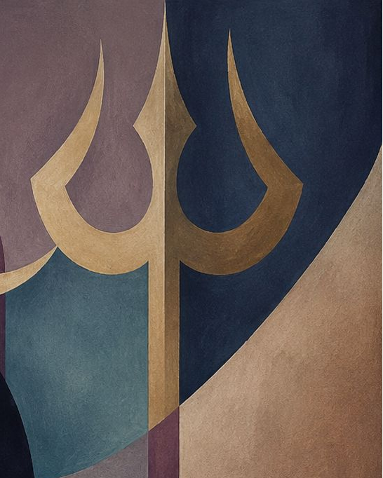 Pichwai – “Chandrasekhara”: Abstract Shiva in Indigo & Gold