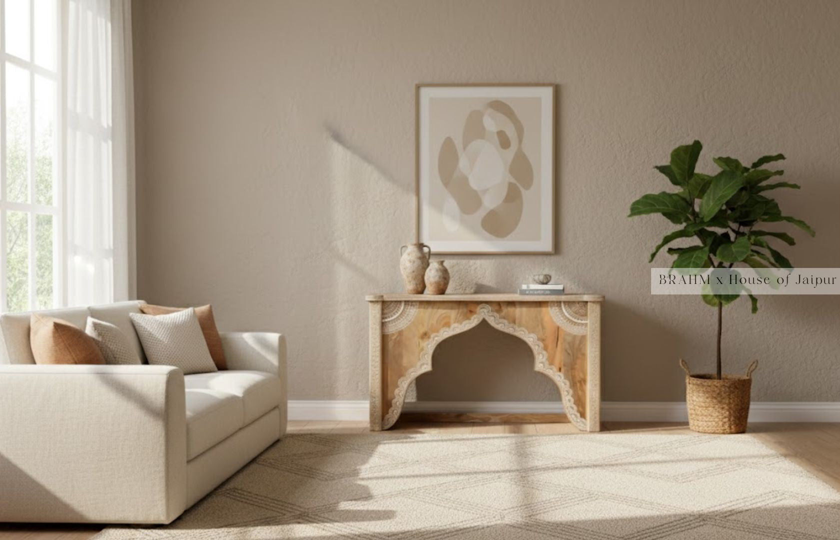 Chandrika Medallion – Hand-Painted Solid Wood Bedside Cabinet