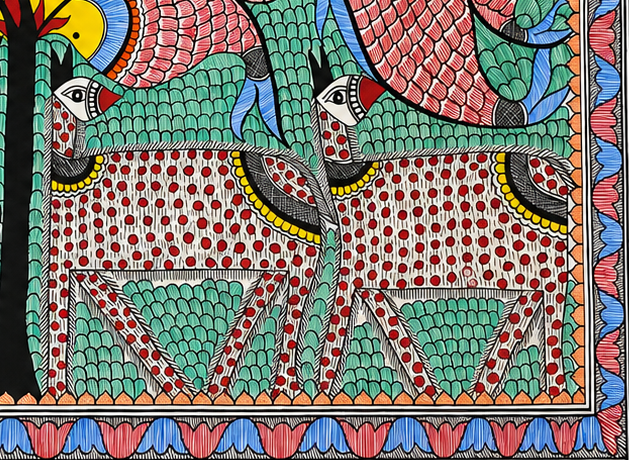 Harmony of Land and Water - Madhubani Painting
