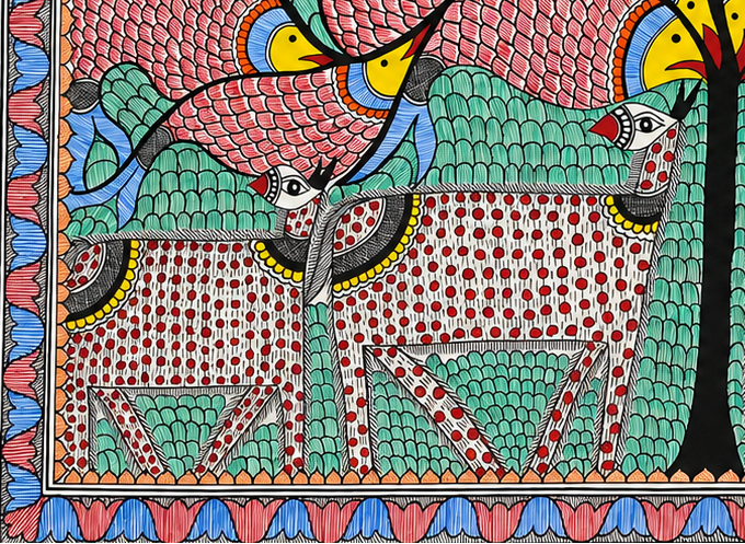 Harmony of Land and Water - Madhubani Painting