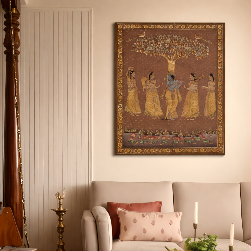 Pichwai- Golden Krishna Painting