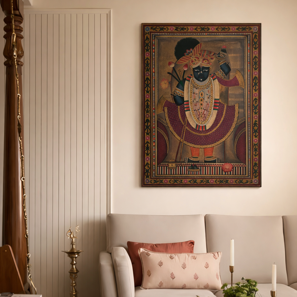 Antique Painting of Lord 'Shrinathji' (Gold)