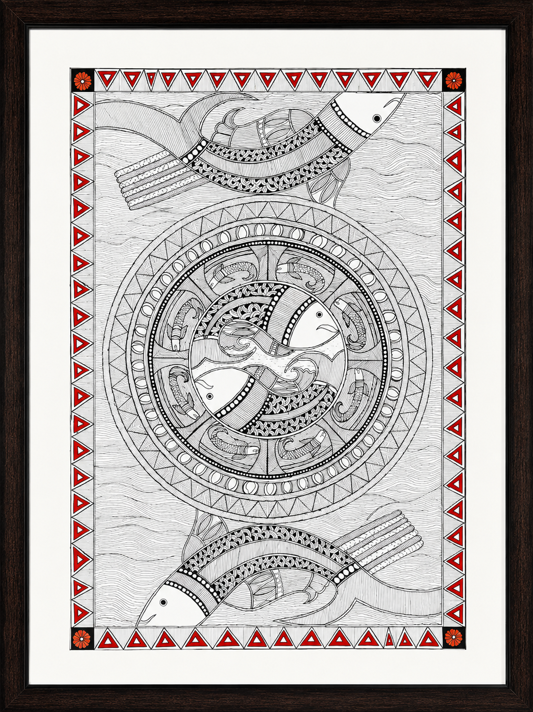 Matsya Chakra: The Circle of Continuity - Madhubani Painting