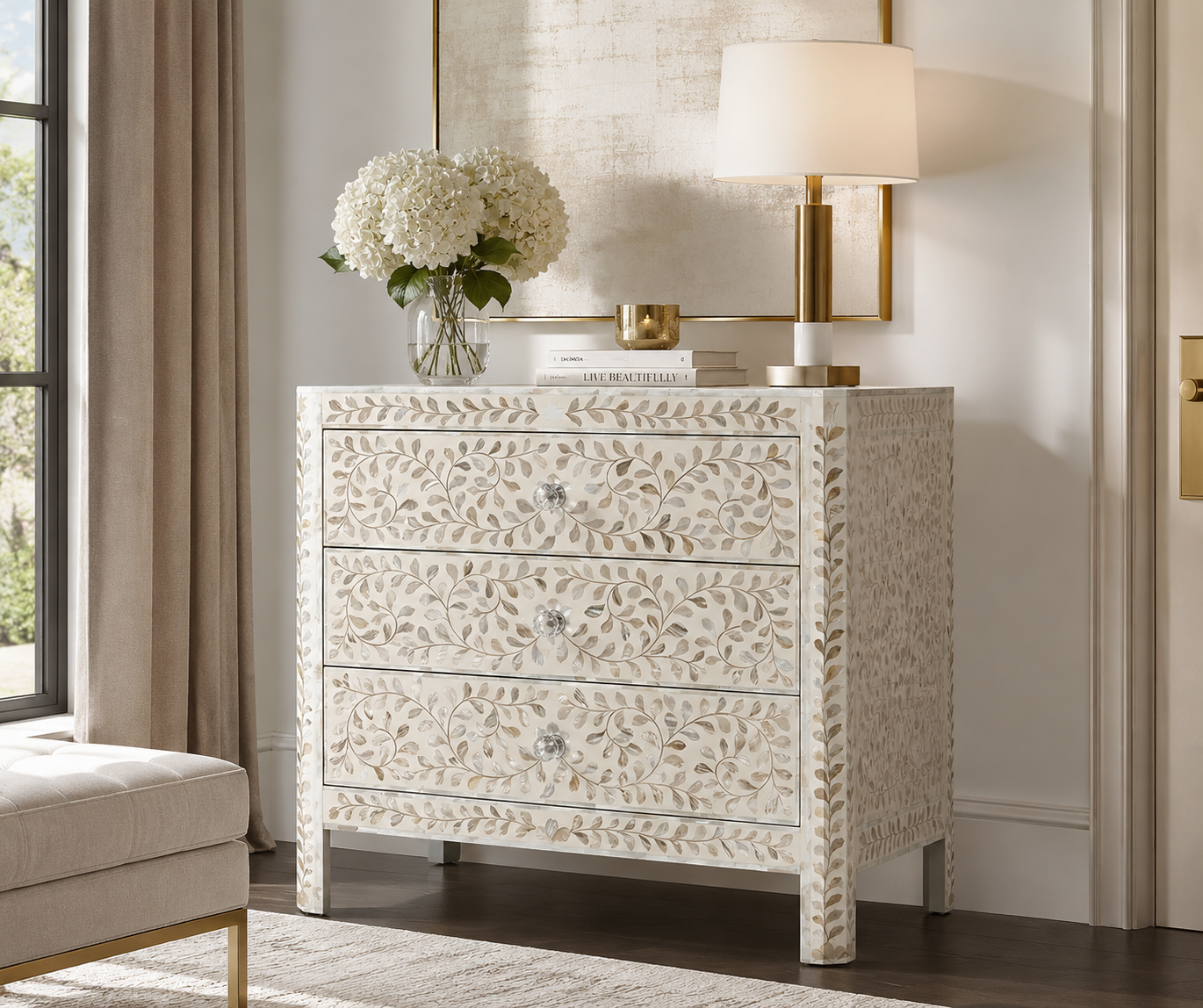 Silver Garden Mother of Pearl Inlay Chest