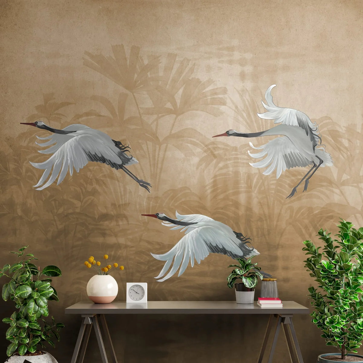 Flight of Grace: “Musafir Beautiful Cranes” Wallpaper