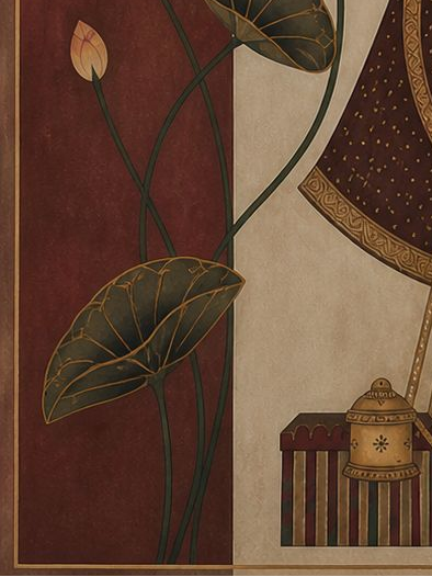 Handpainted – “Shrinathji in Crimson Bloom”: Contemporary Heritage Painting