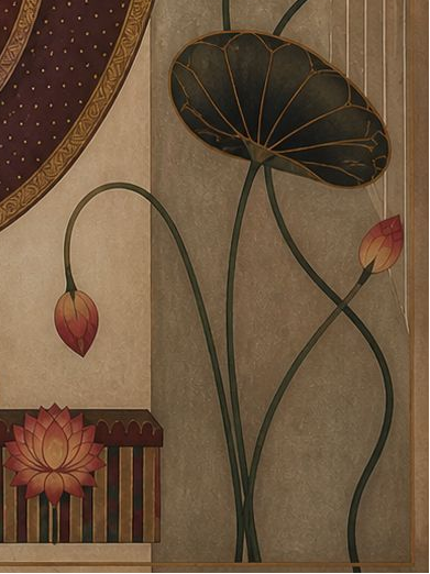 Handpainted – “Shrinathji in Crimson Bloom”: Contemporary Heritage Painting