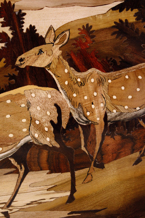 Mysore Rosewood Inlay – Deer Scenery Theme Wall Panel