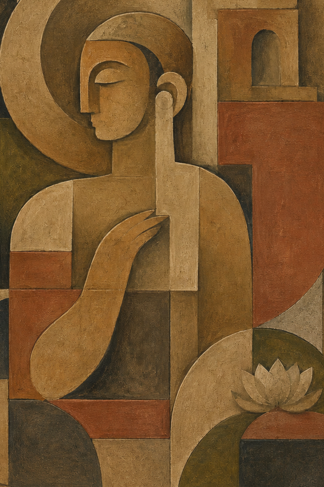 Indo-Bauhaus – “Dhyāna Padmapāni”: Abstraction of the Meditative Bodhisattva