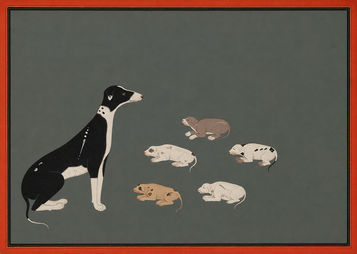'Dog with Pups' Canvas Cloth Print, c.1780