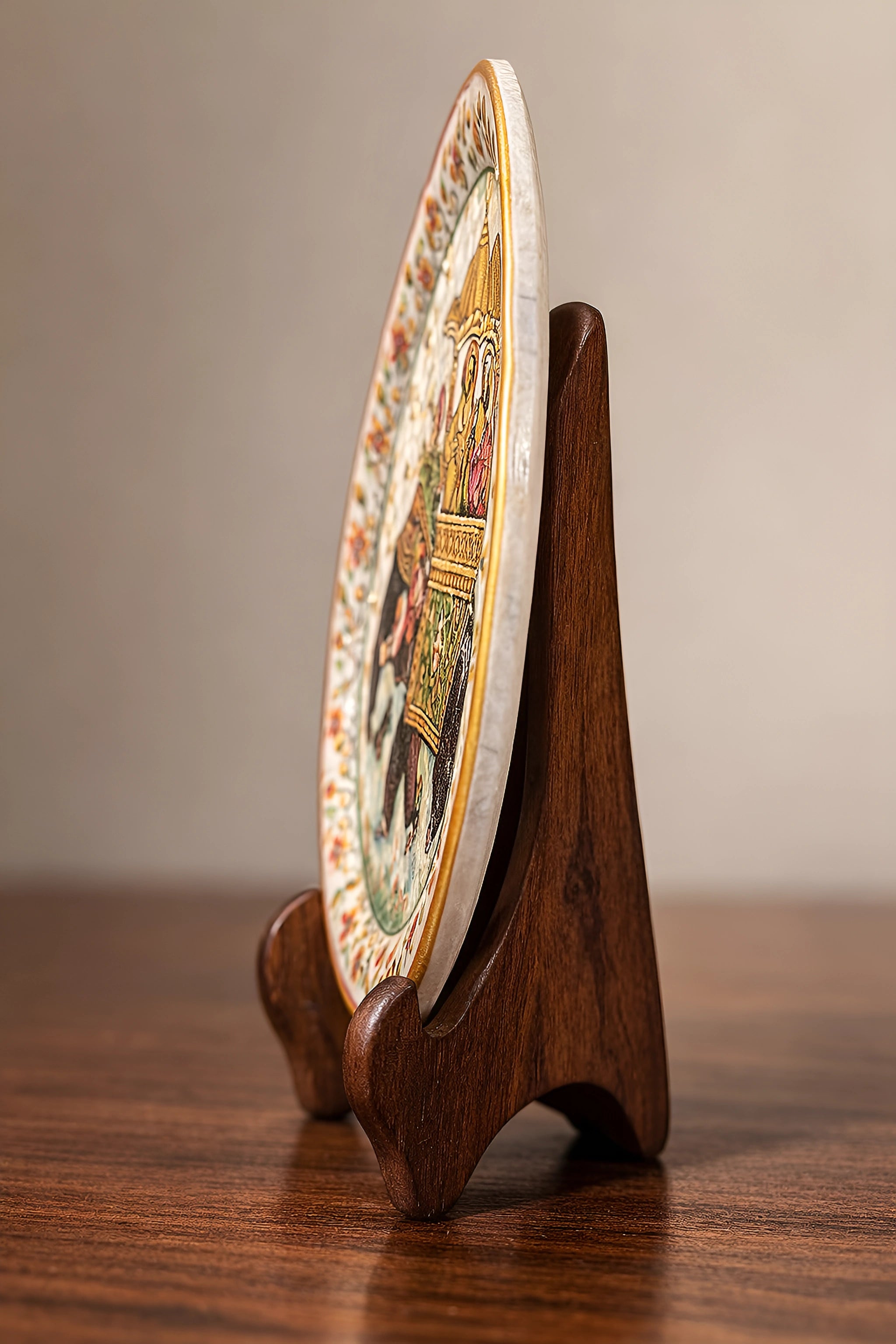 Royal Elephant Procession – Rajasthani Miniature Marble Plate