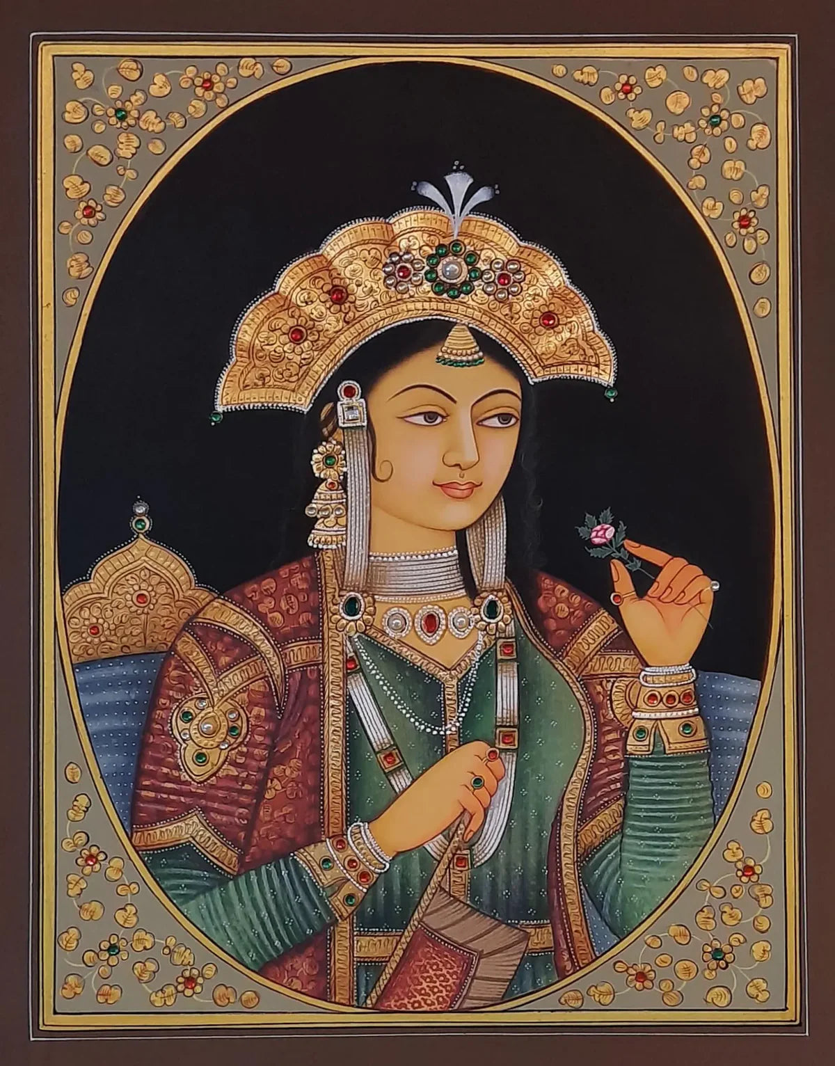Empress of the Court: Mughal Queen Miniature Portrait