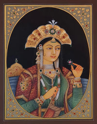 Empress of the Court: Mughal Queen Miniature Portrait