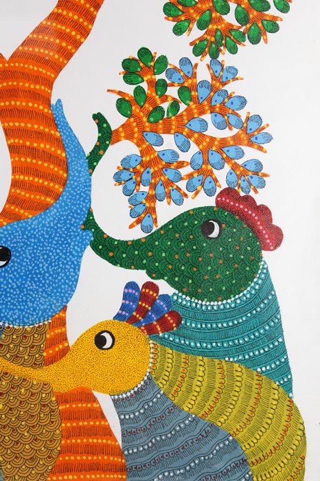 Gaja Vriksha – "The Cosmic Elephant Tree" Gond Art