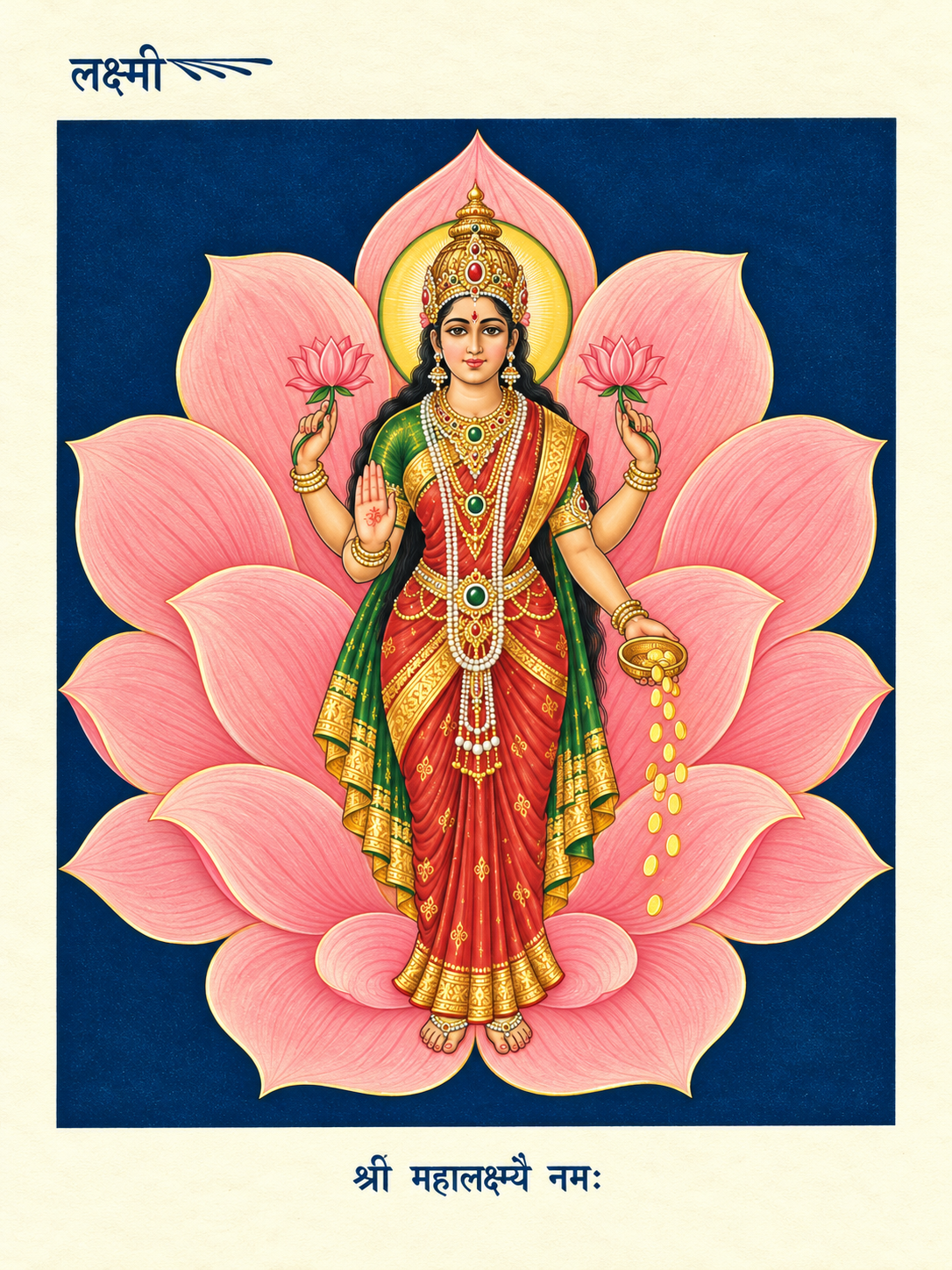 Art Print – “Mahalakshmi”: Goddess Lakshmi Upon the Pink Lotus