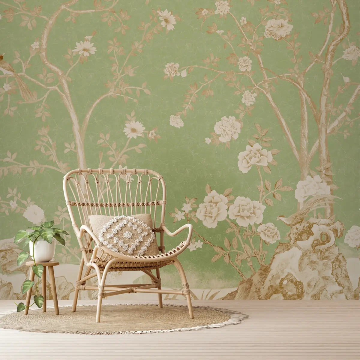 Spring Reverie: “Mint Blossom” Wallpaper
