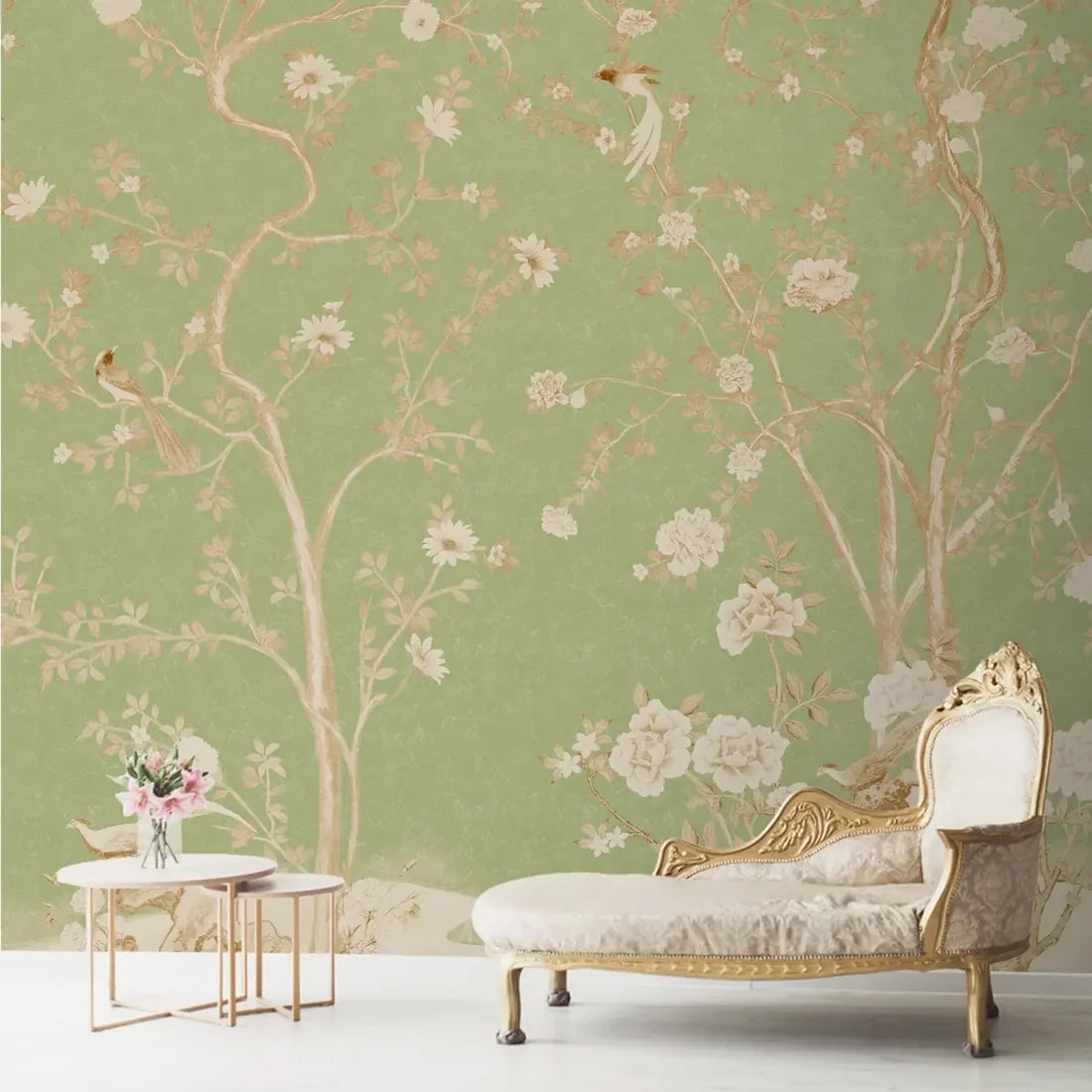 Spring Reverie: “Mint Blossom” Wallpaper