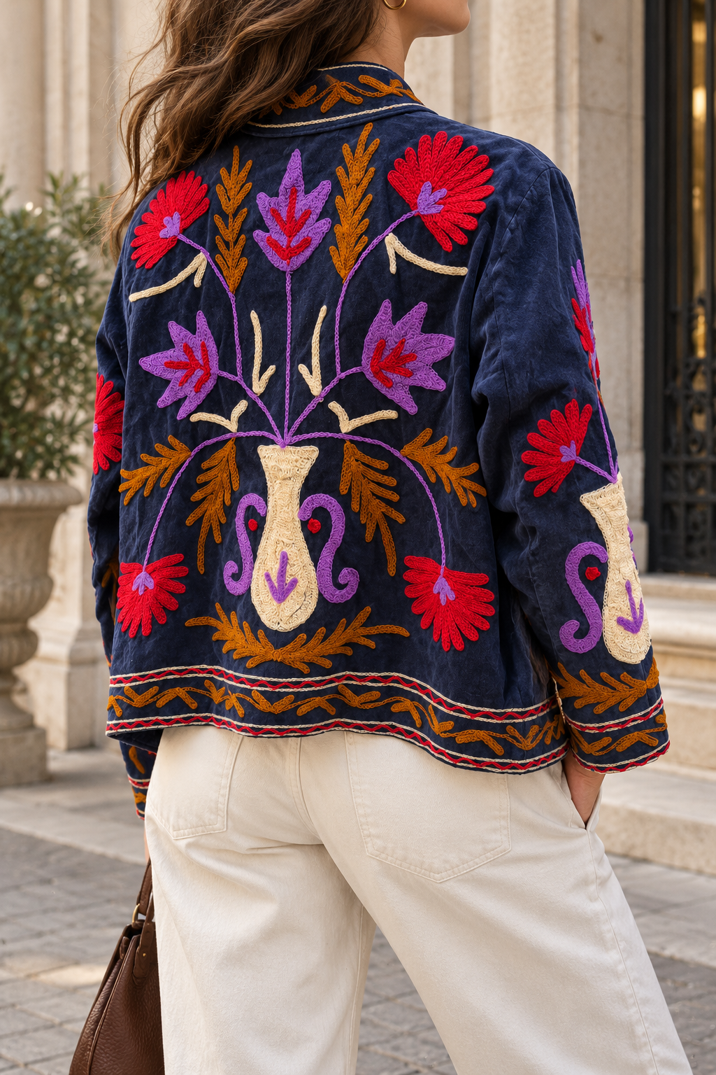 Gulbahar Jacket  (Unisex) – Navy Multicolour Embroidered Jacket
