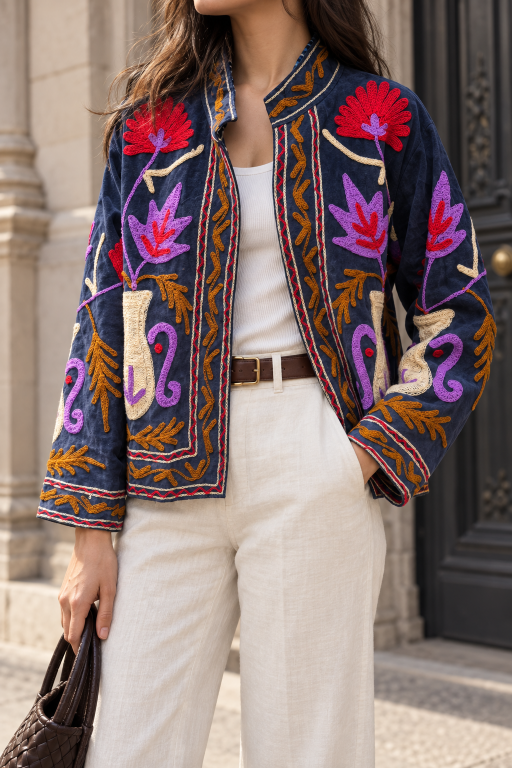 Gulbahar Jacket  (Unisex) – Navy Multicolour Embroidered Jacket