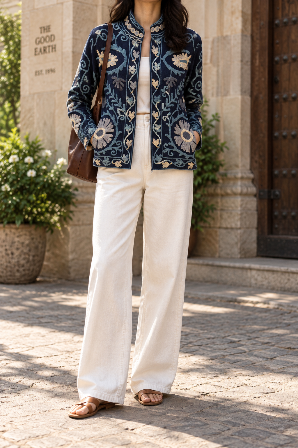 Gulnaar Jacket (Unisex) – Navy Floral Embroidered Jacket