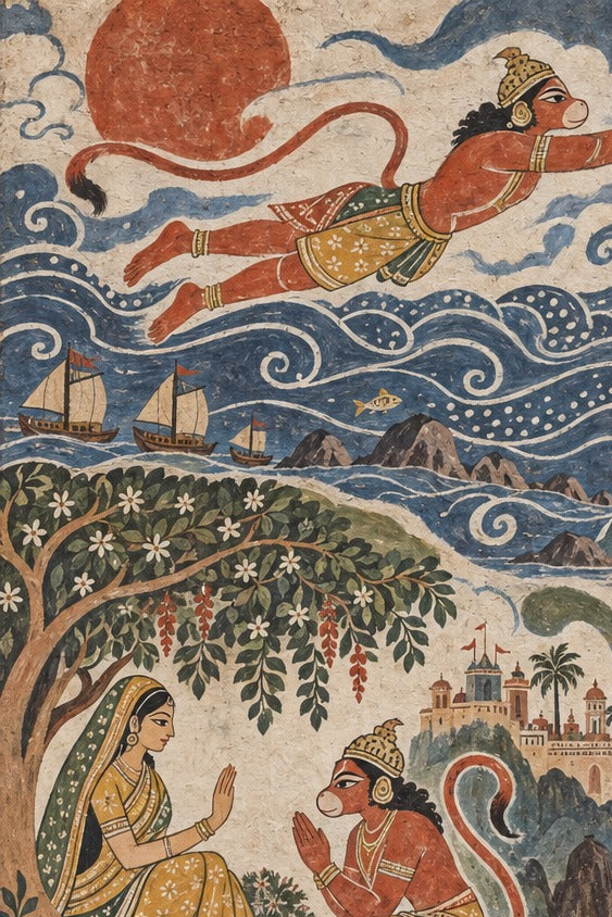 'Hanuman’s Devotion and Valour' - Indian Epics Prints