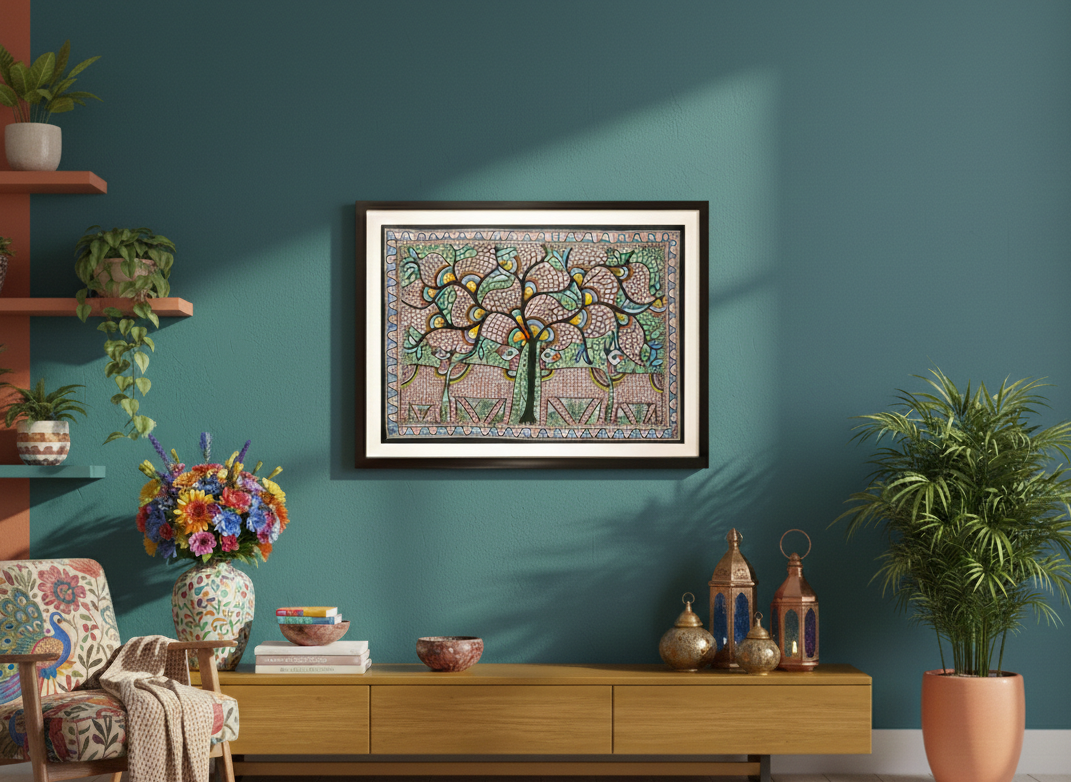 Harmony of Land and Water - Madhubani Painting