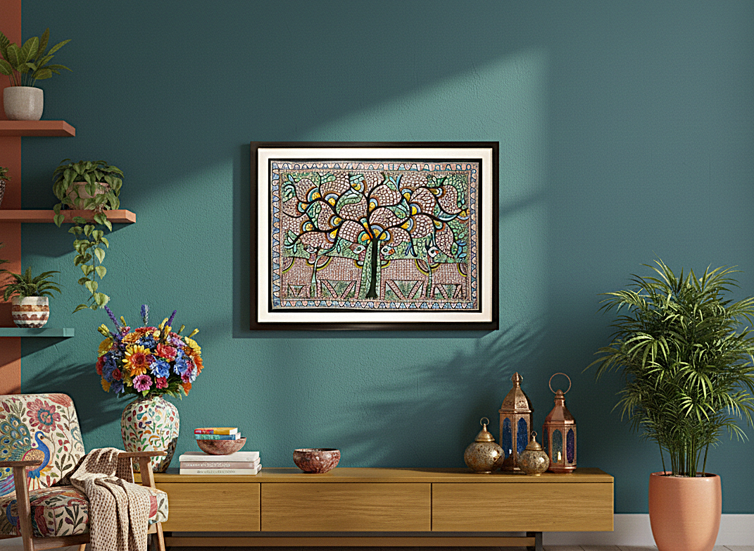 Harmony of Land and Water - Madhubani Painting