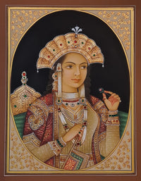 Imperial Grace: Mughal Queen Miniature Portrait
