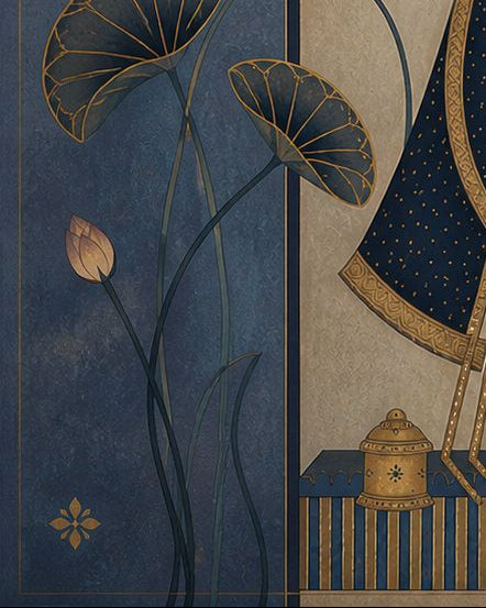 Handpainted – “Shrinathji in Indigo Bloom”: Contemporary Heritage Painting