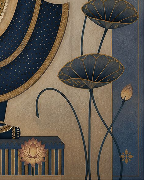 Handpainted – “Shrinathji in Indigo Bloom”: Contemporary Heritage Painting