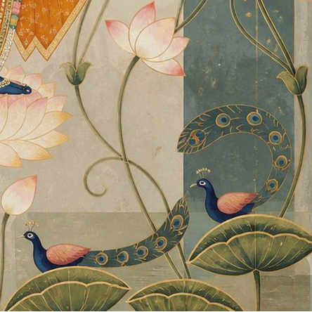 Handpainted – “Shrinathji on Lotus Throne”: Kamal Talai Nitya Leela Painting