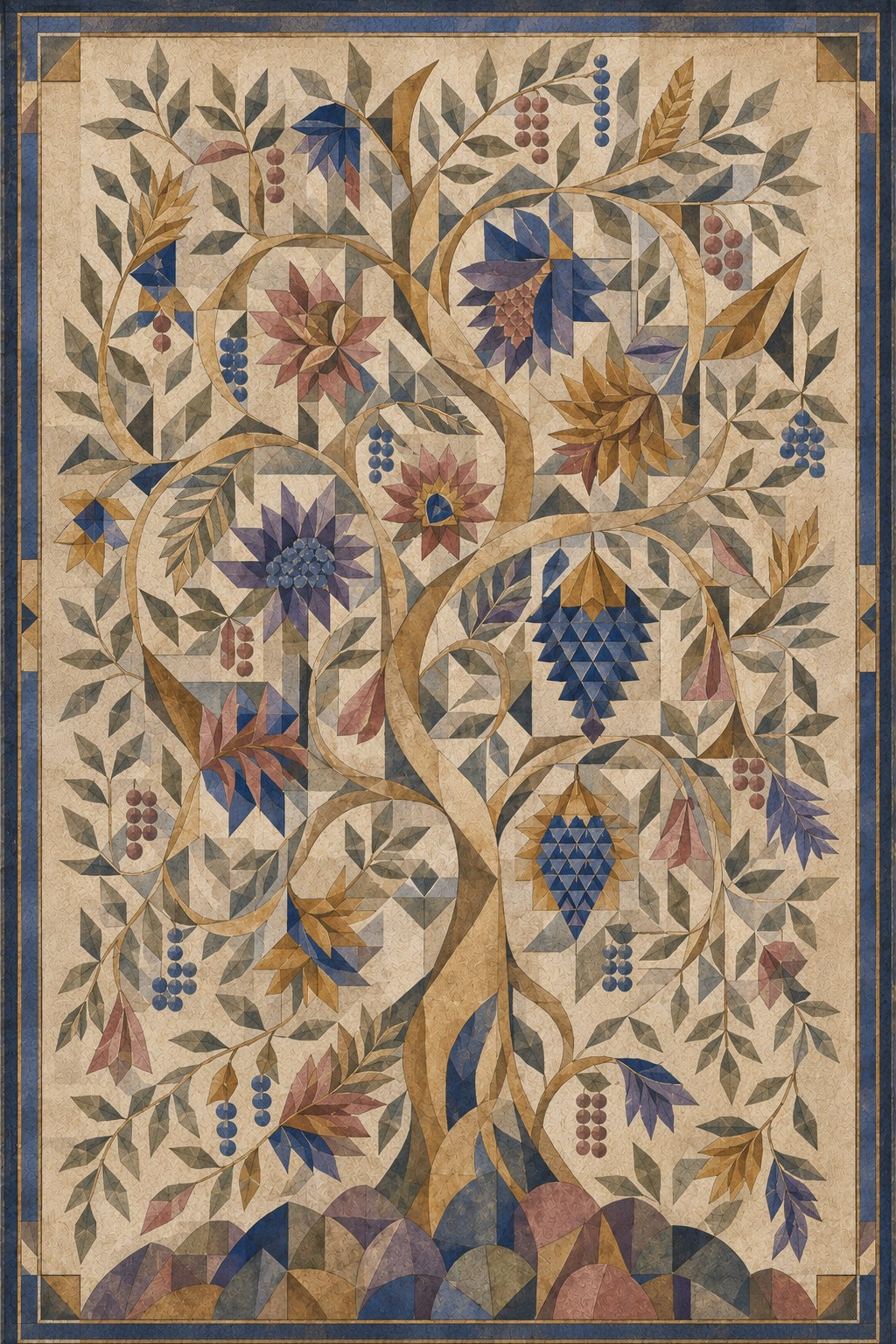 Pichwai – “Kalpavriksha Geometry”: Geometric Tree of Life Painting