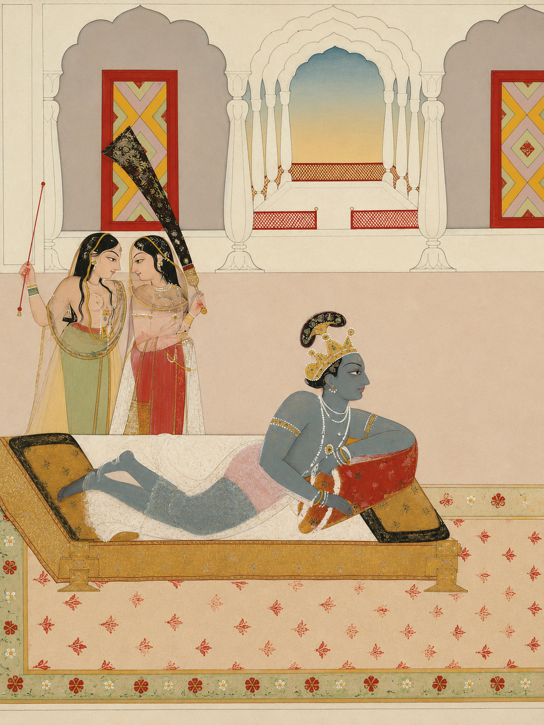 'Krishna Awaiting Radha' Canvas Cloth Print, c.1750