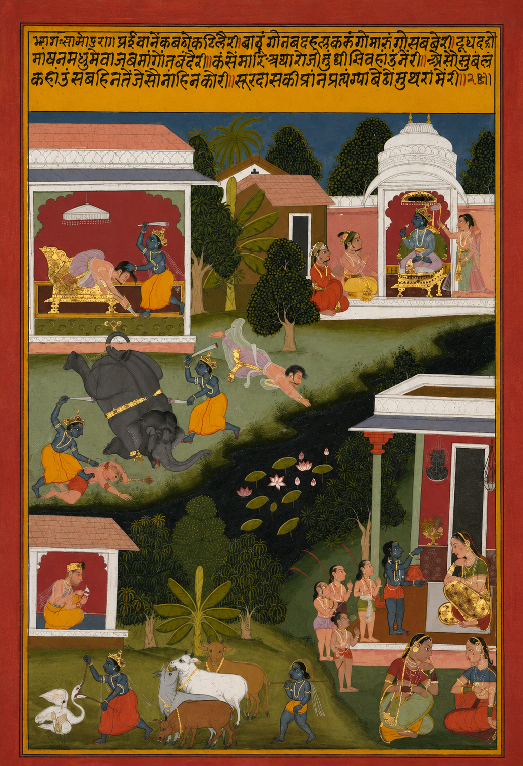 'Krishna Asks for Sweets' Canvas Cloth Print, c.1705