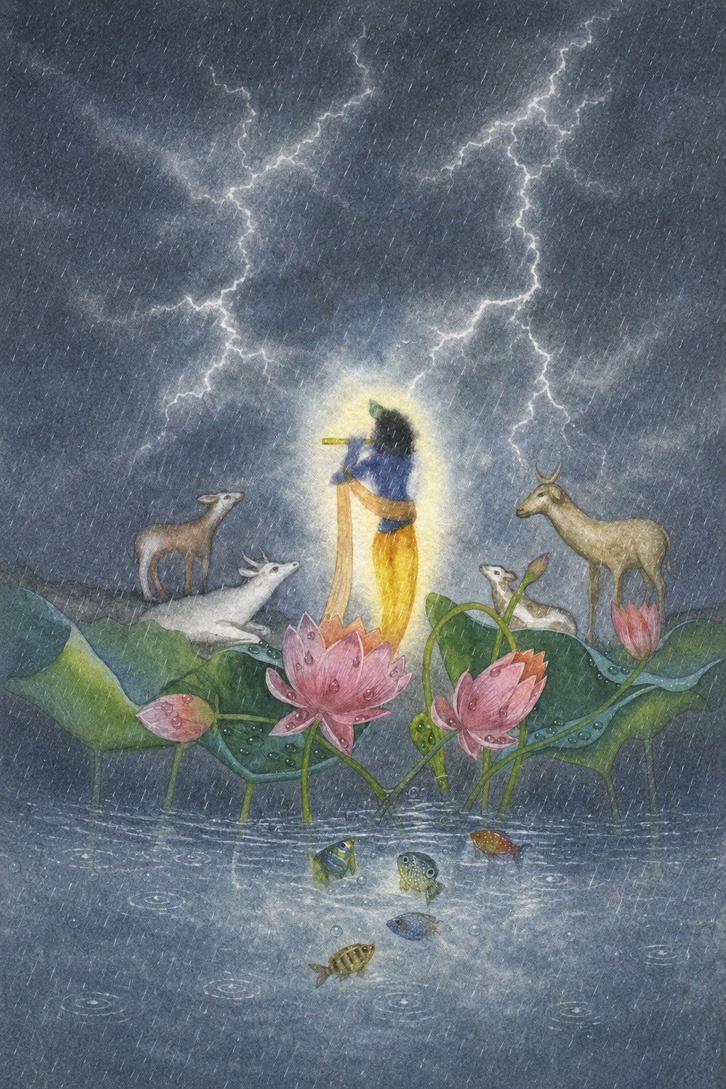 Pichwai – “Krishna in Varsha Leela”: Monsoon Heritage Painting