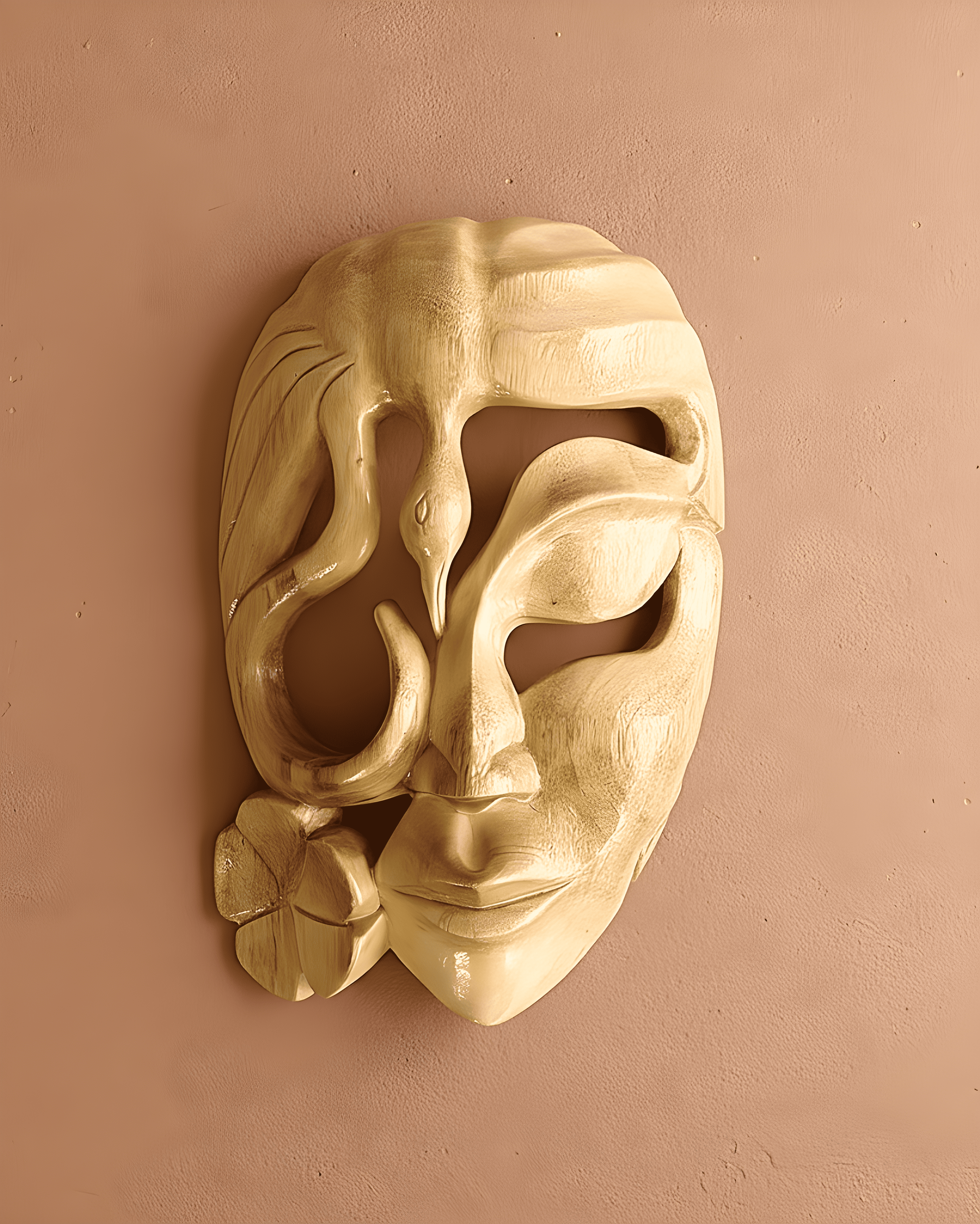 Kushmandi Wooden Mask – Gomira Tribal Face Mask from West Bengal (12 Inches)