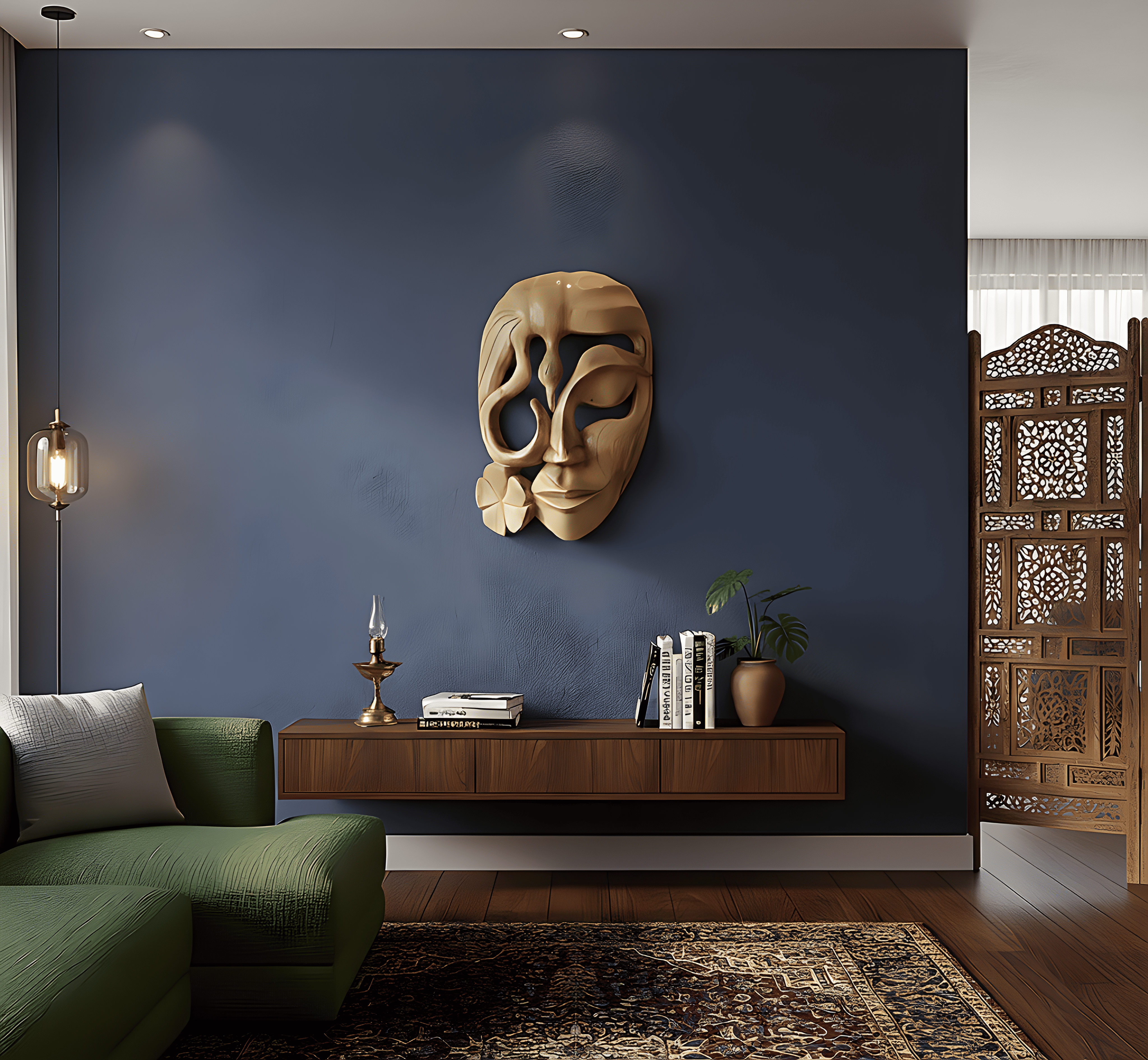 Kushmandi Wooden Mask – Gomira Tribal Face Mask from West Bengal (12 Inches)