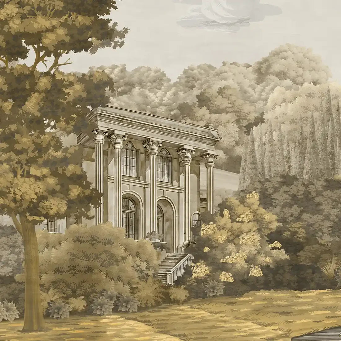 Golden Reverie: “A Manor Estate” Wallpaper