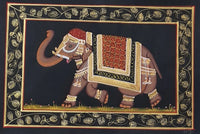 Midnight Gaj: Nathdwara Elephant Miniature on Silk