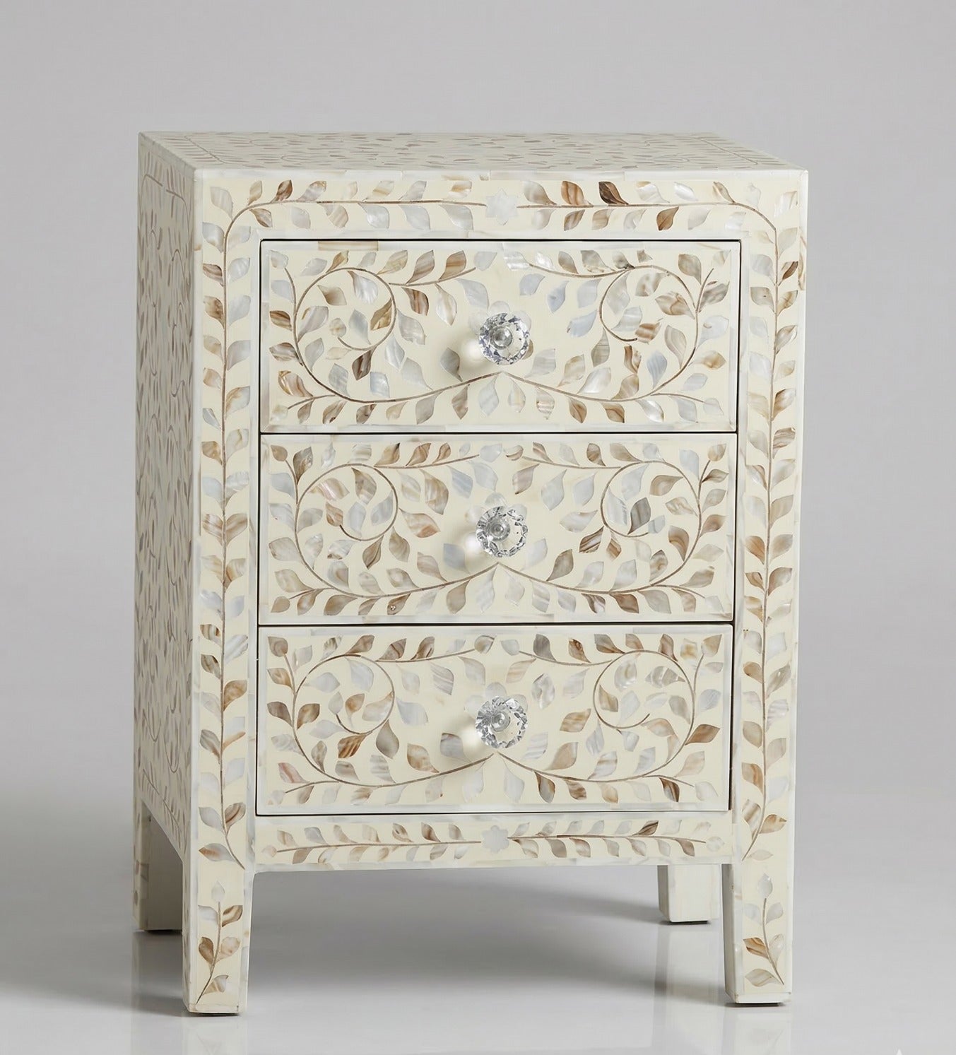 Midnight Garden Mother of Pearl Inlay Nightstand