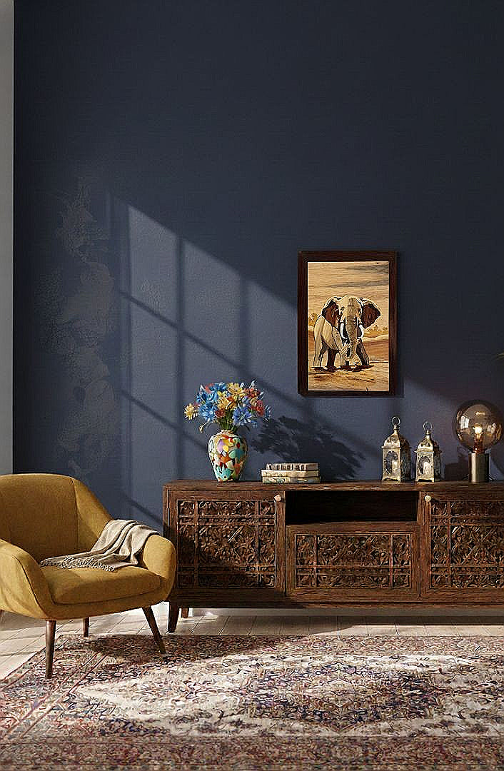 Royal Elephant – Handcrafted Mysore Rosewood Inlay Wall Art