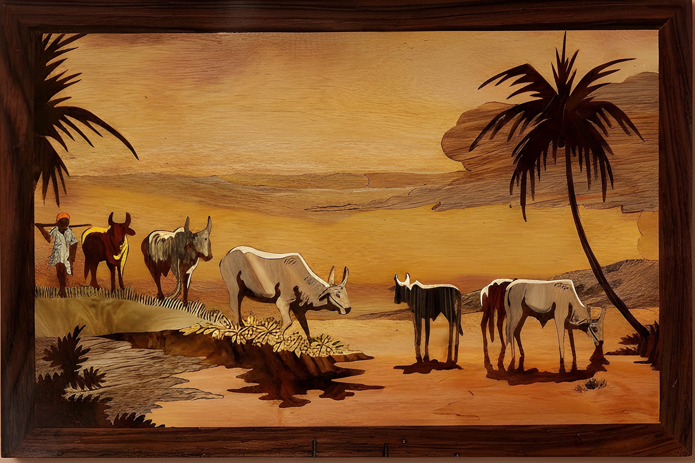 Mysore Rosewood Inlay – Farming Theme