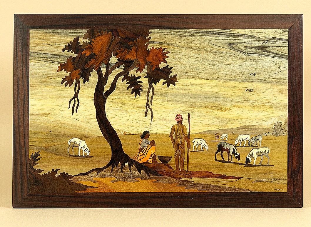 Mysore Rosewood Inlay – Goat Grazing Theme