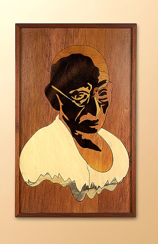 Mysore Rosewood Inlay – Mahatma Gandhi Wall Panel