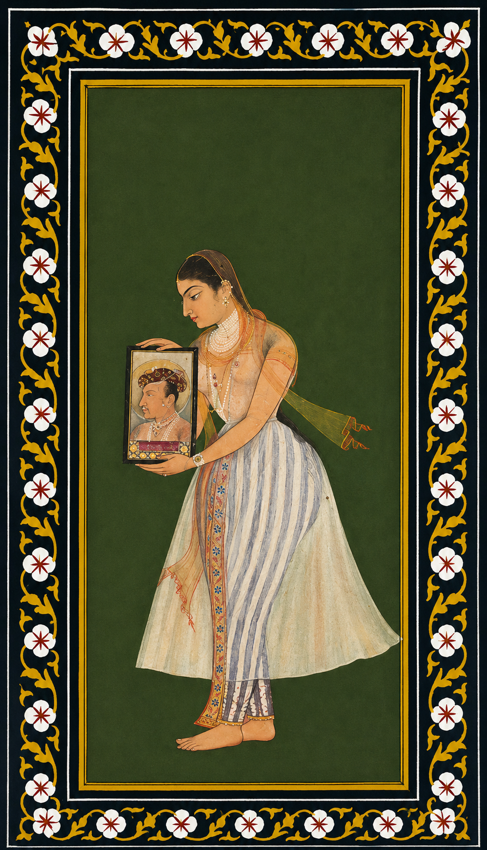 'Nur Jahan Holding a Portrait of Emperor Jahangir' Canvas Cloth Print, c.1627
