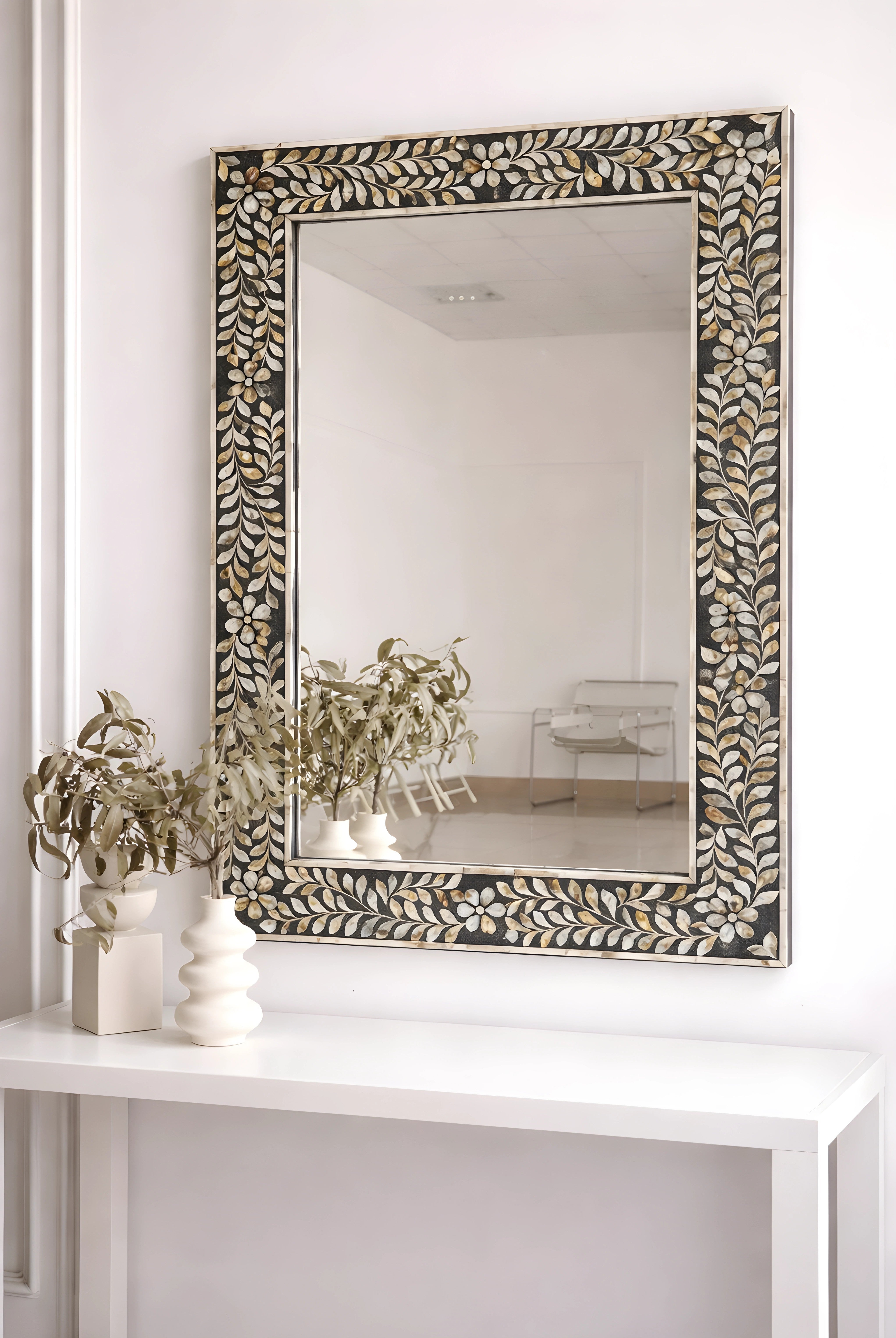 Pearl Vine Mother of Pearl Inlay Wall Mirror