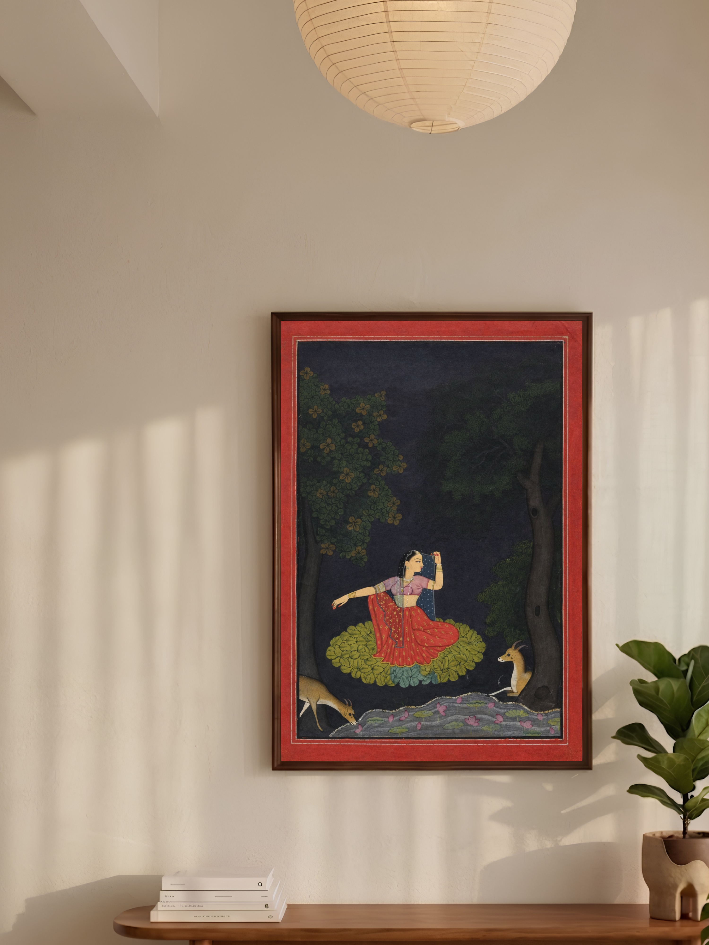 'Vasakasajja Nayika, from the Nurpur Rasikapriya' Canvas Cloth Print, c.1750